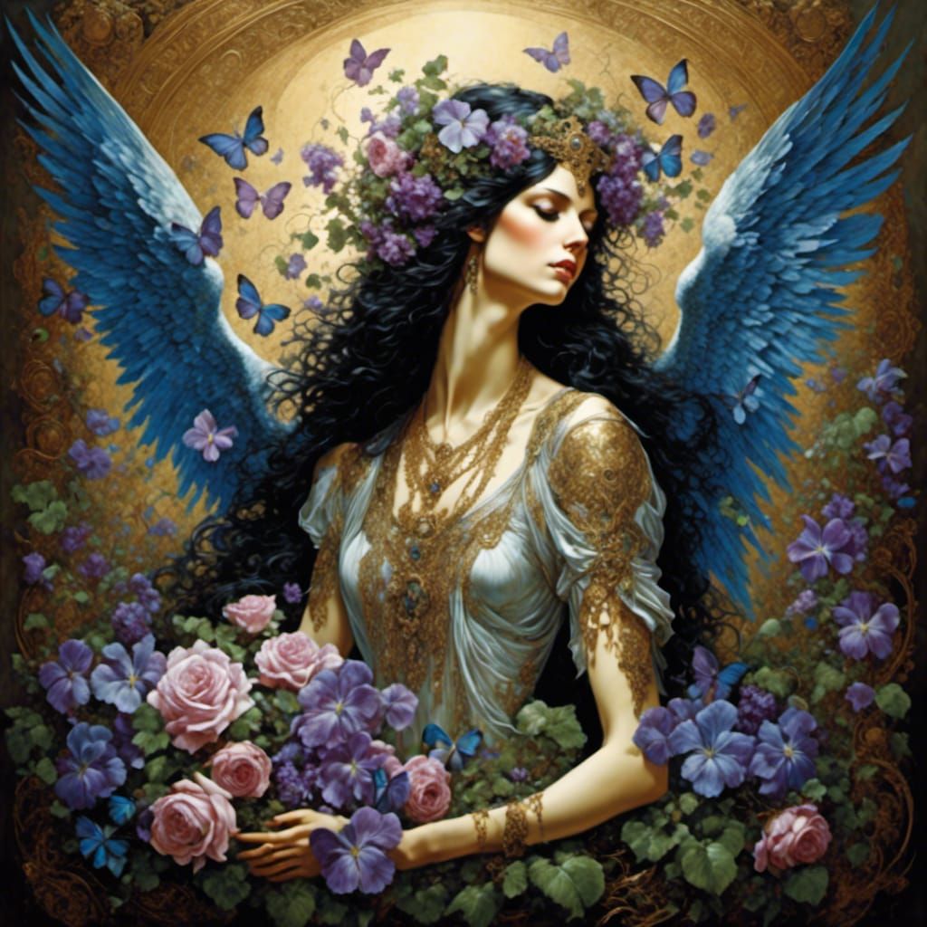 Violet Goddess of Spring in Anime Emo Style