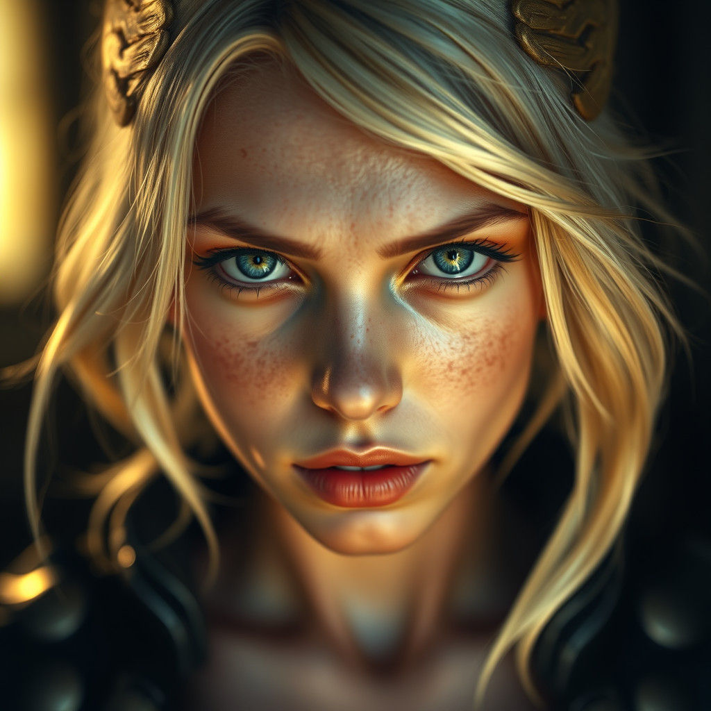 Hyper-Realistic Portrait of a Nephalem Hybrid in Turmoil