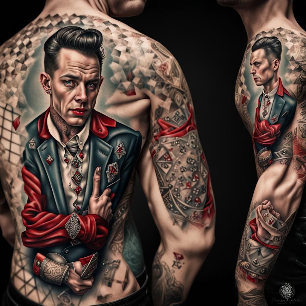 Rockabilly Jack of Diamonds Full Body Tattoo