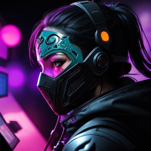 Hyperrealistic Gamer in a Colorful Virtual World