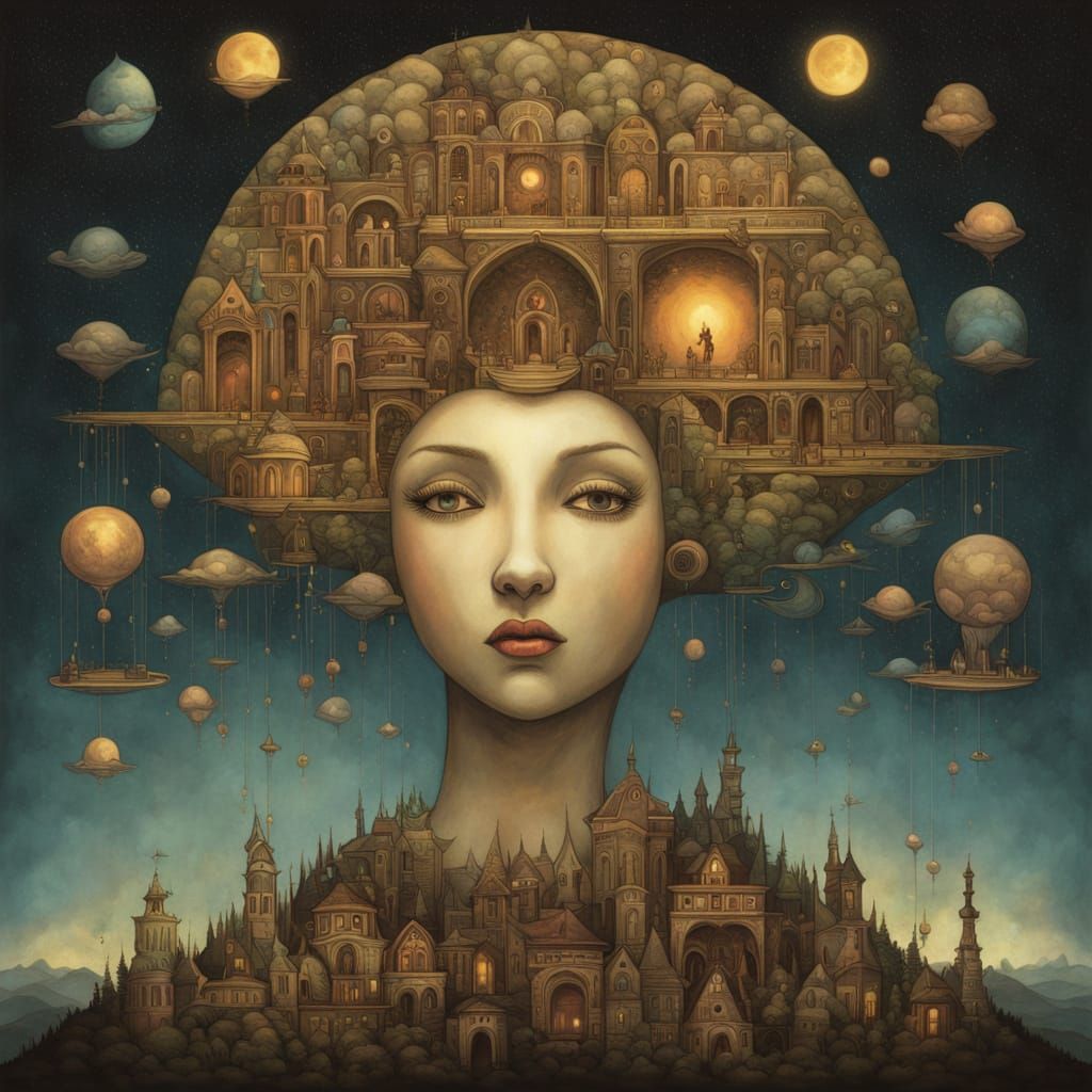 Surreal Brain Fairyland in Digital Painting