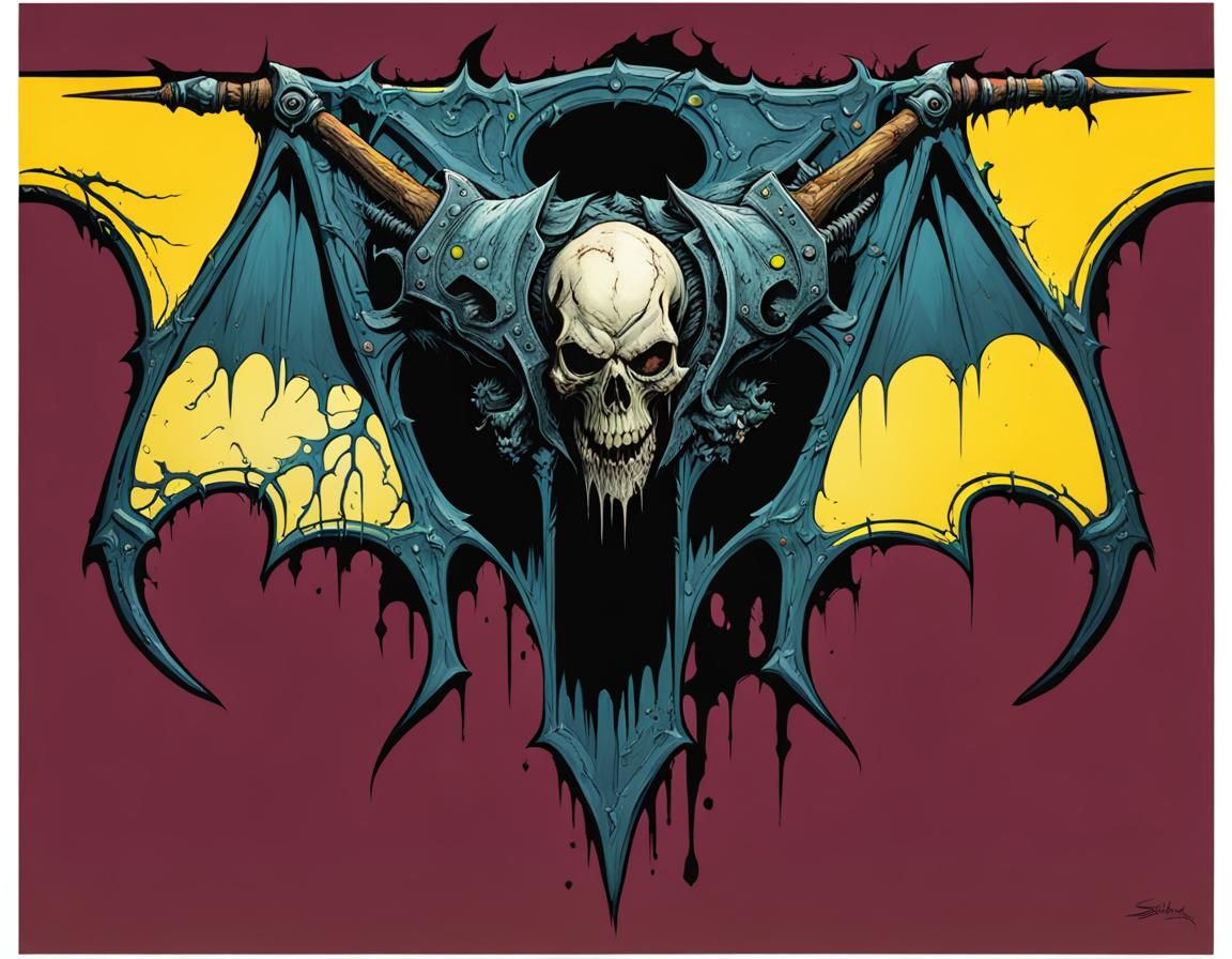 Eldritch Chainsaw Bat in Dark Post-Apocalyptic Simon Bisley...