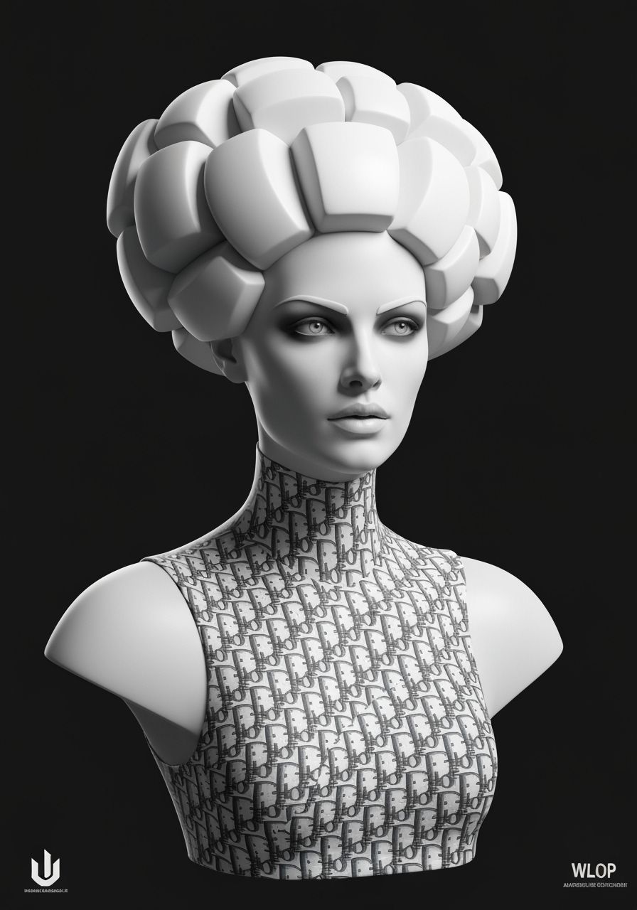 Futuristic Cubist Portrait in Dior Style