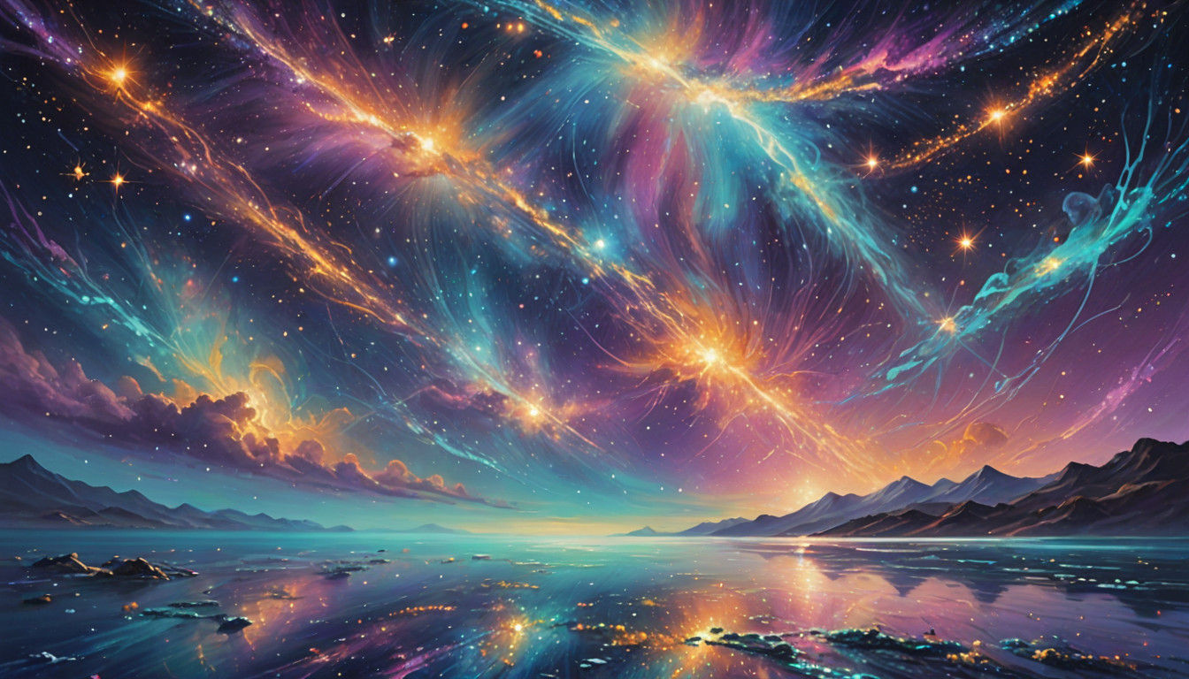 Vibrant Celestial Dreams in Shimmering Aquatic Hues