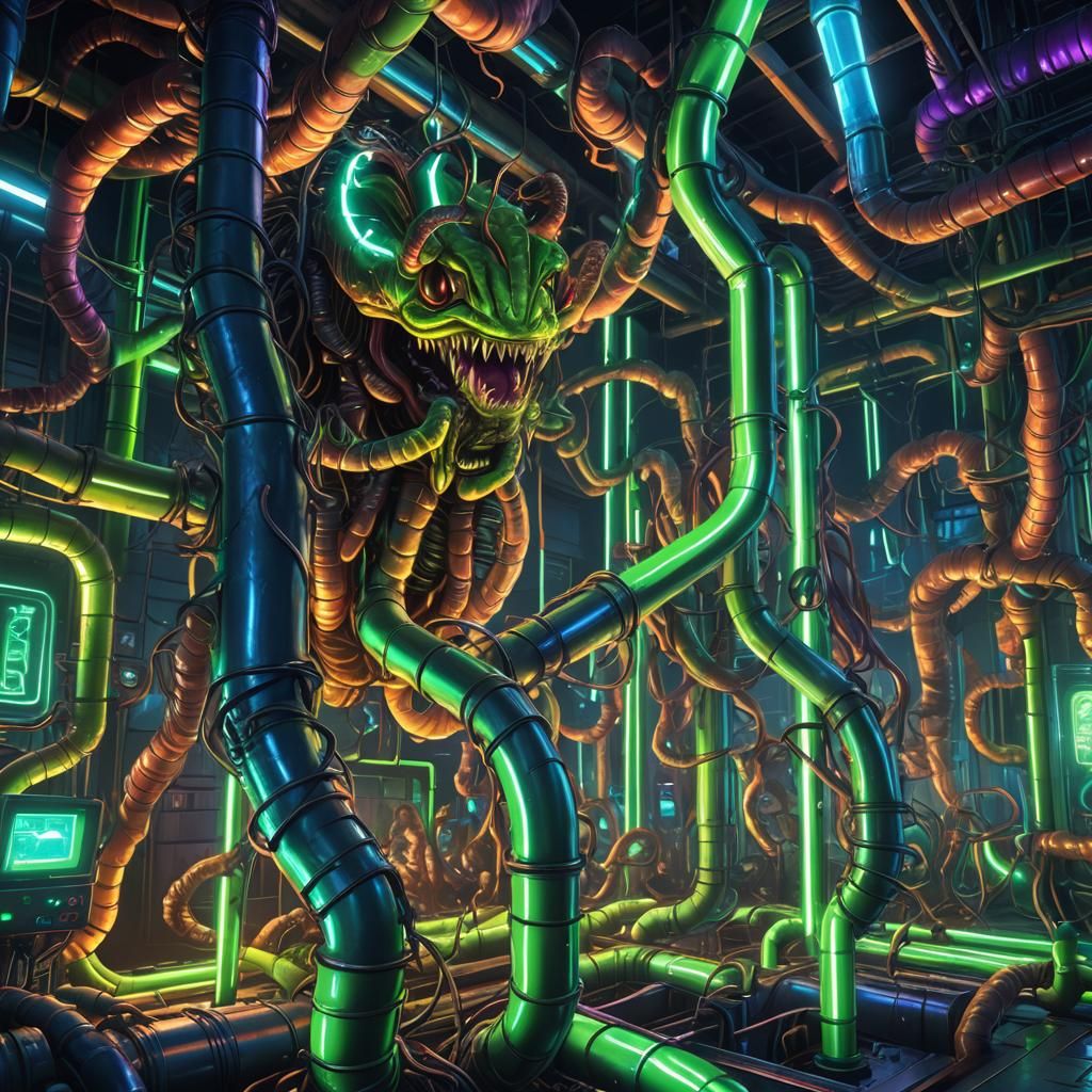 Evil Mutant Worms Conspire in Neon-Lit Lair