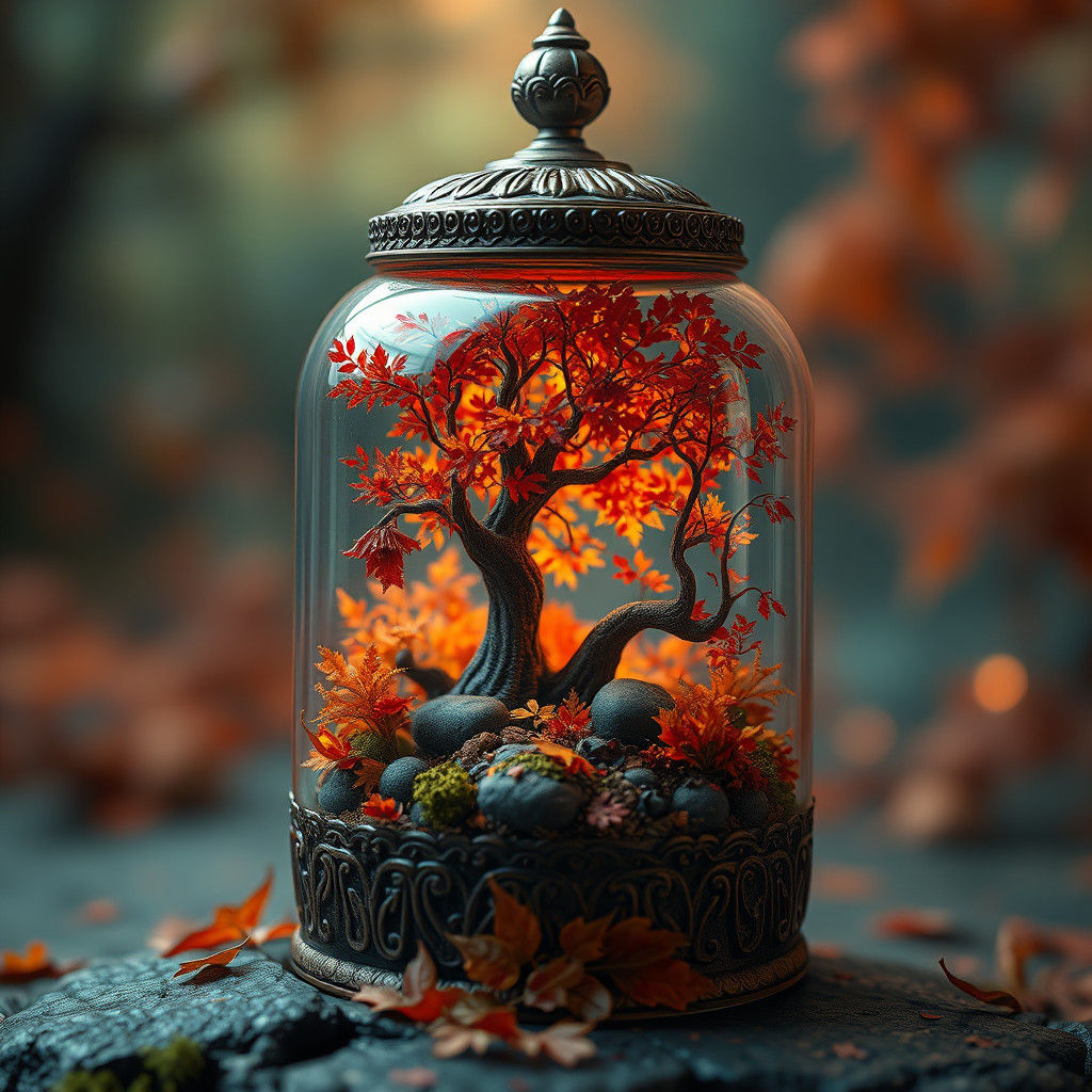 Whimsical Autumn Wonderland in a Glass Jar
