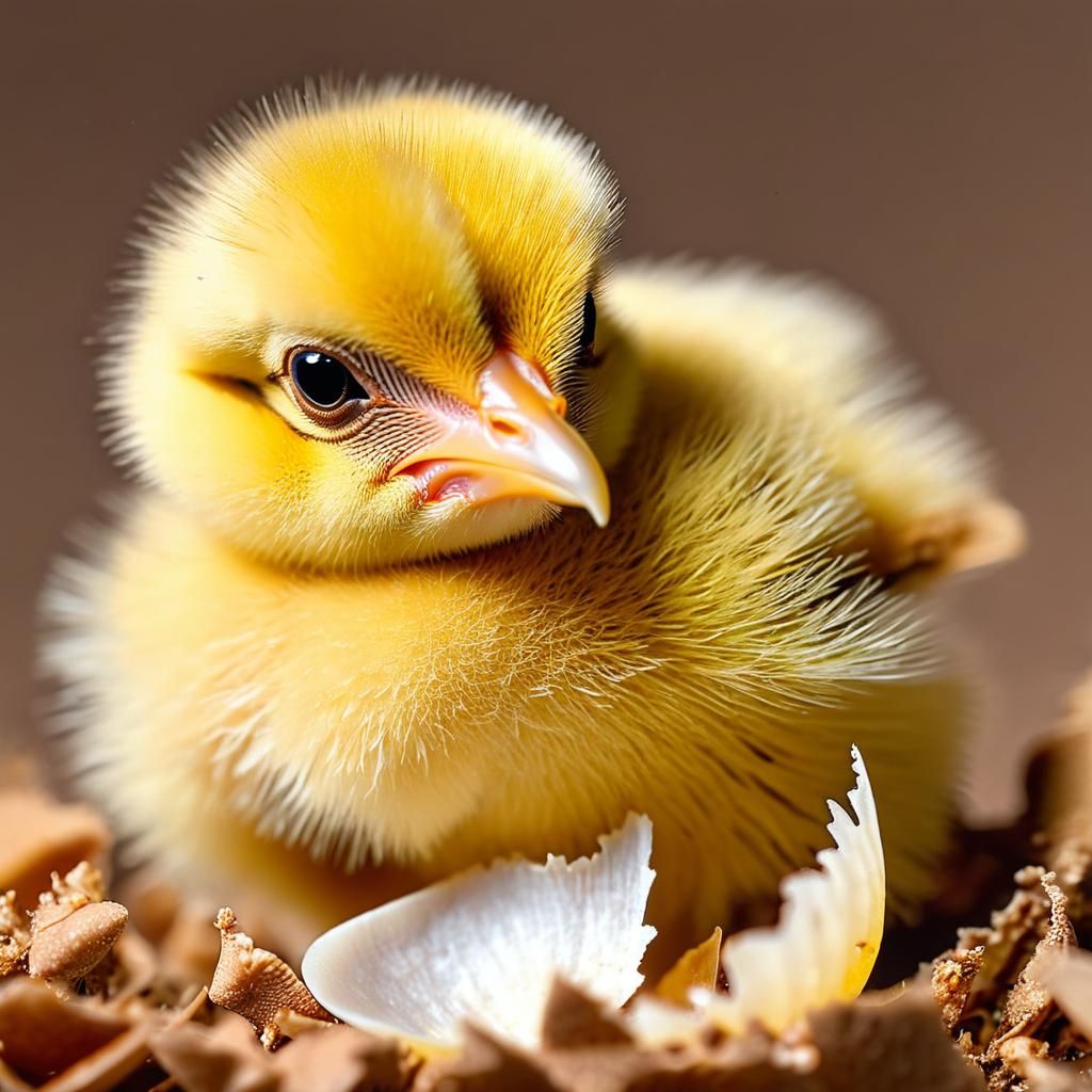 Chick Emerges from Shattered Eggshell