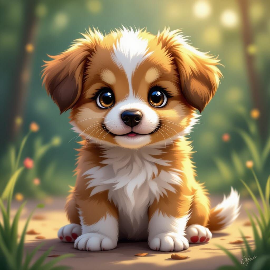 Adorable Puppy Portrait in Dynamic Lighting