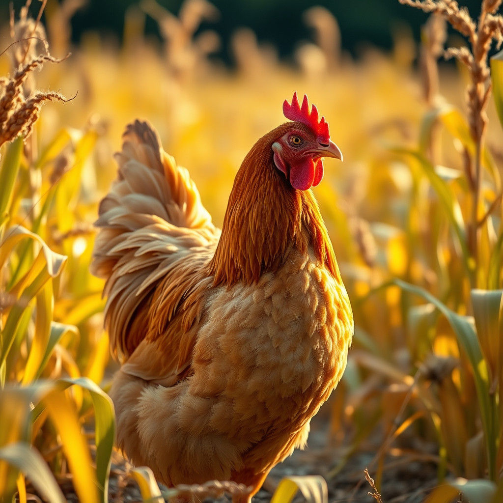 Majestic Chicken Amidst Golden Cornfield