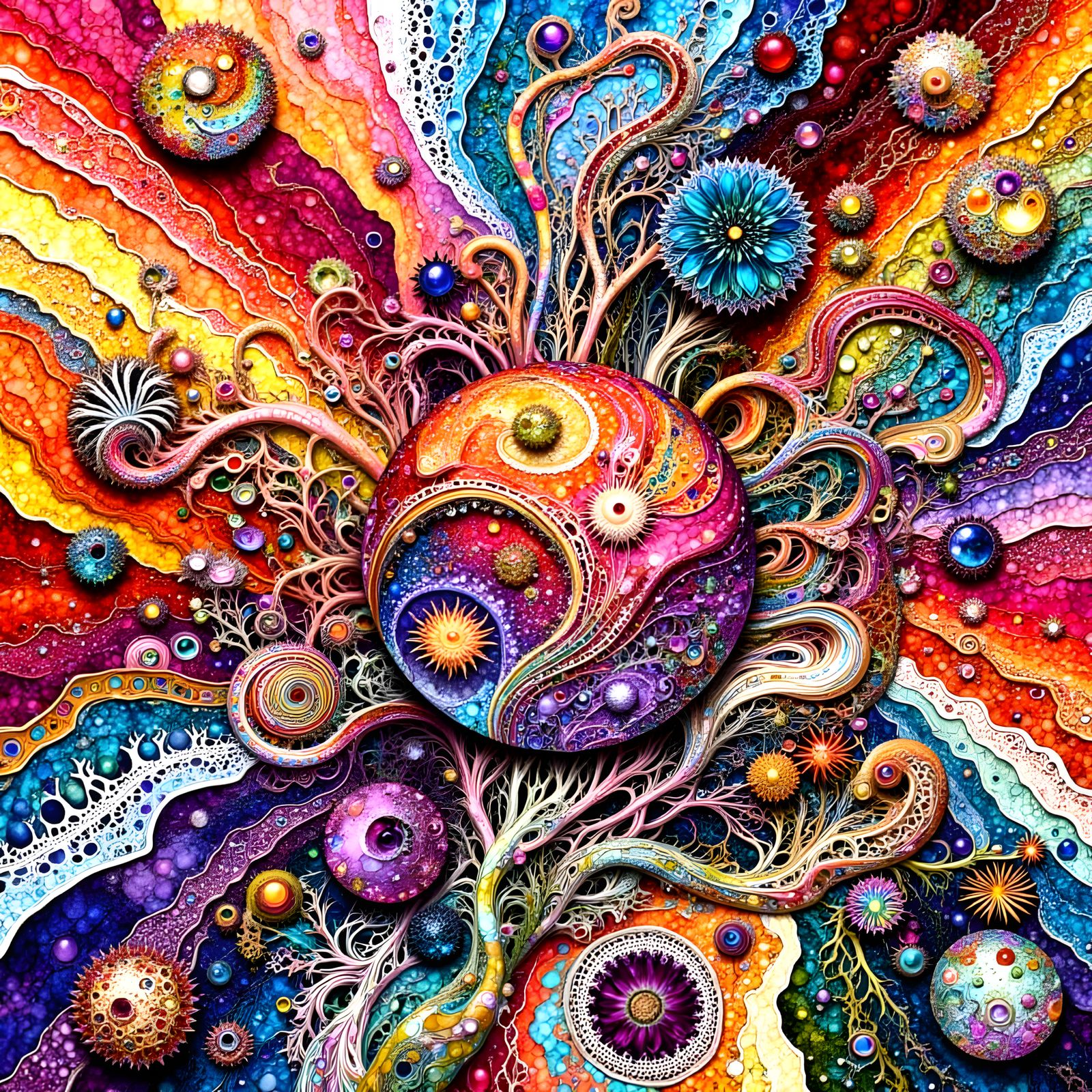 Surreal Rainbow Globes with Intricate Patterns