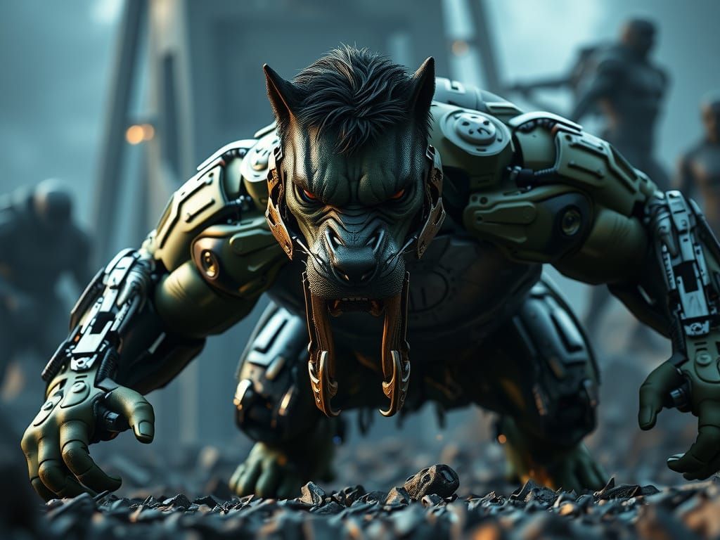 Hulk's Canine Metamorphosis: Sci-Fi Transformation in 8K