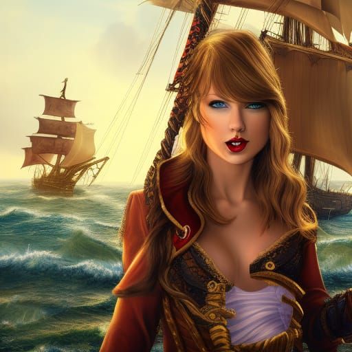 Surreal Pirate Queen in a Fantastical Realm