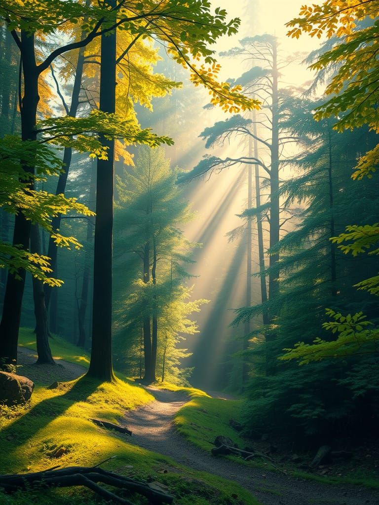 Dreamy Forest Scene in Vibrant Impressionist Style