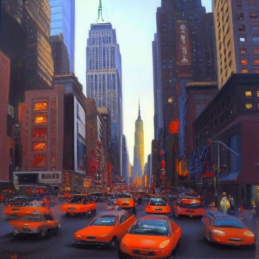 Luminous New York Cityscape in Impressive Oil Paint