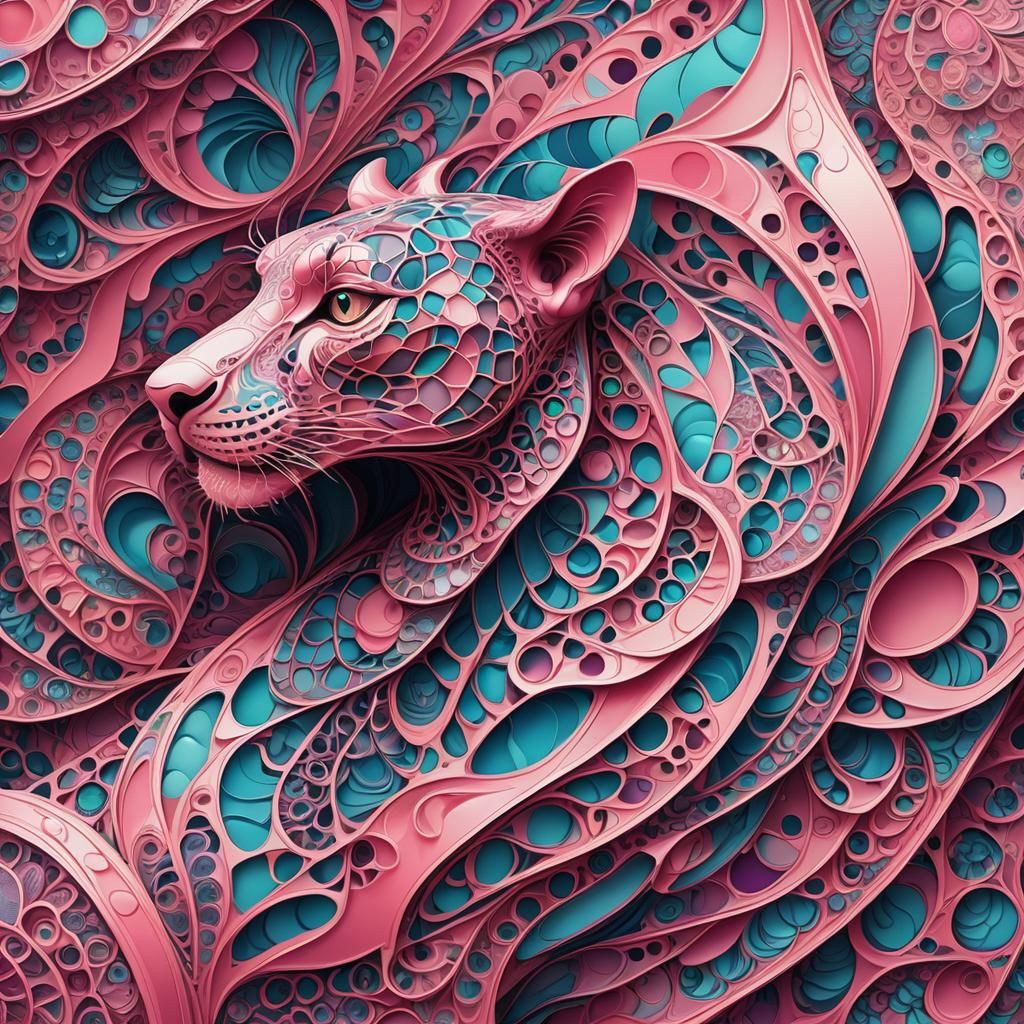 Vibrant Fractal Purse on Swirling Psychedelic Background