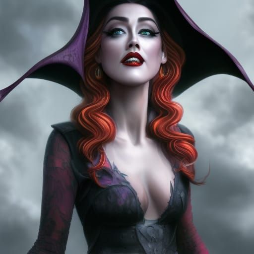Evil Witch Portrait in Detailed Matte Painting Style