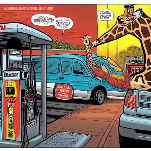 Giraffe Enjoys Polished Manicure at Gas Station