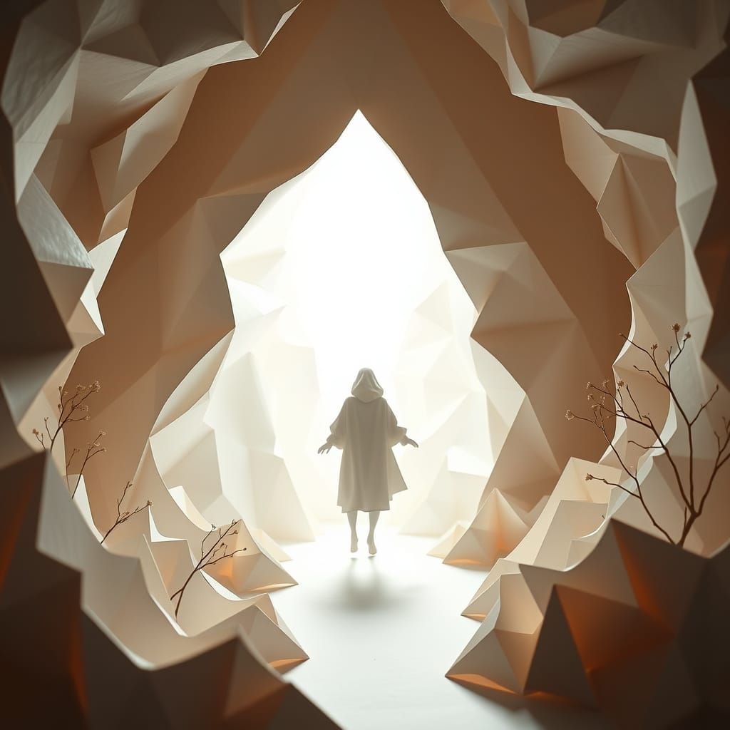 The path from Darkness to the Light - Origami with prompt ma...