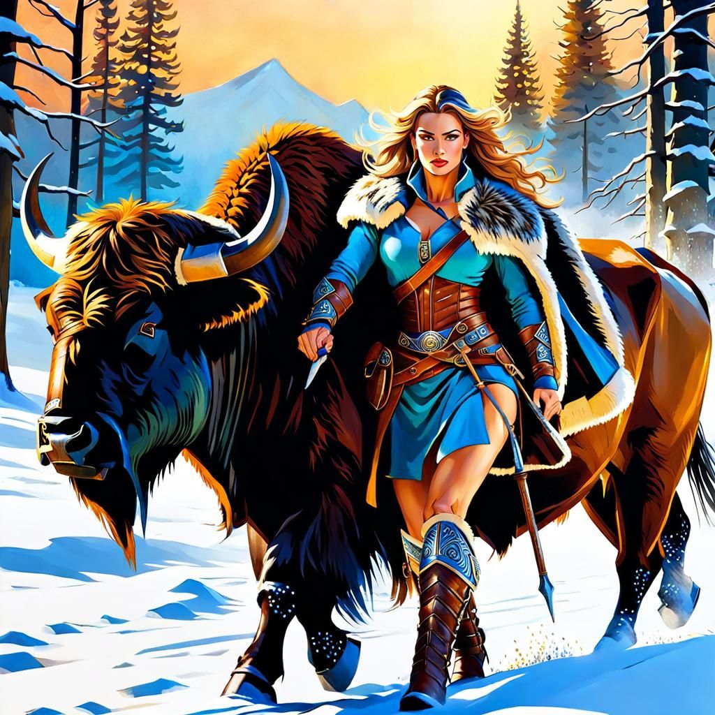 Barbarian Warrior Princess in Winter Wonderland