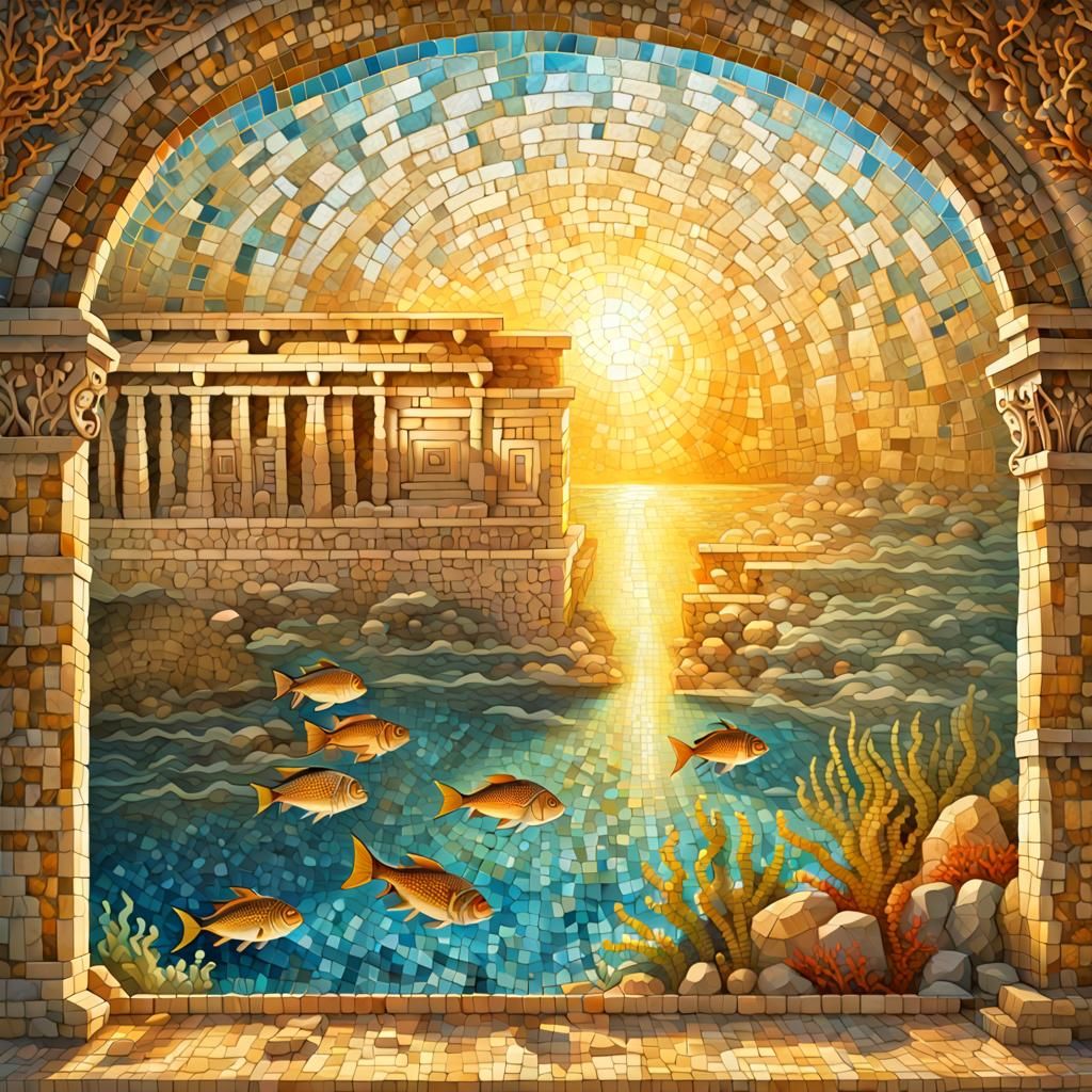 Mosaic on an ancient Greek wall