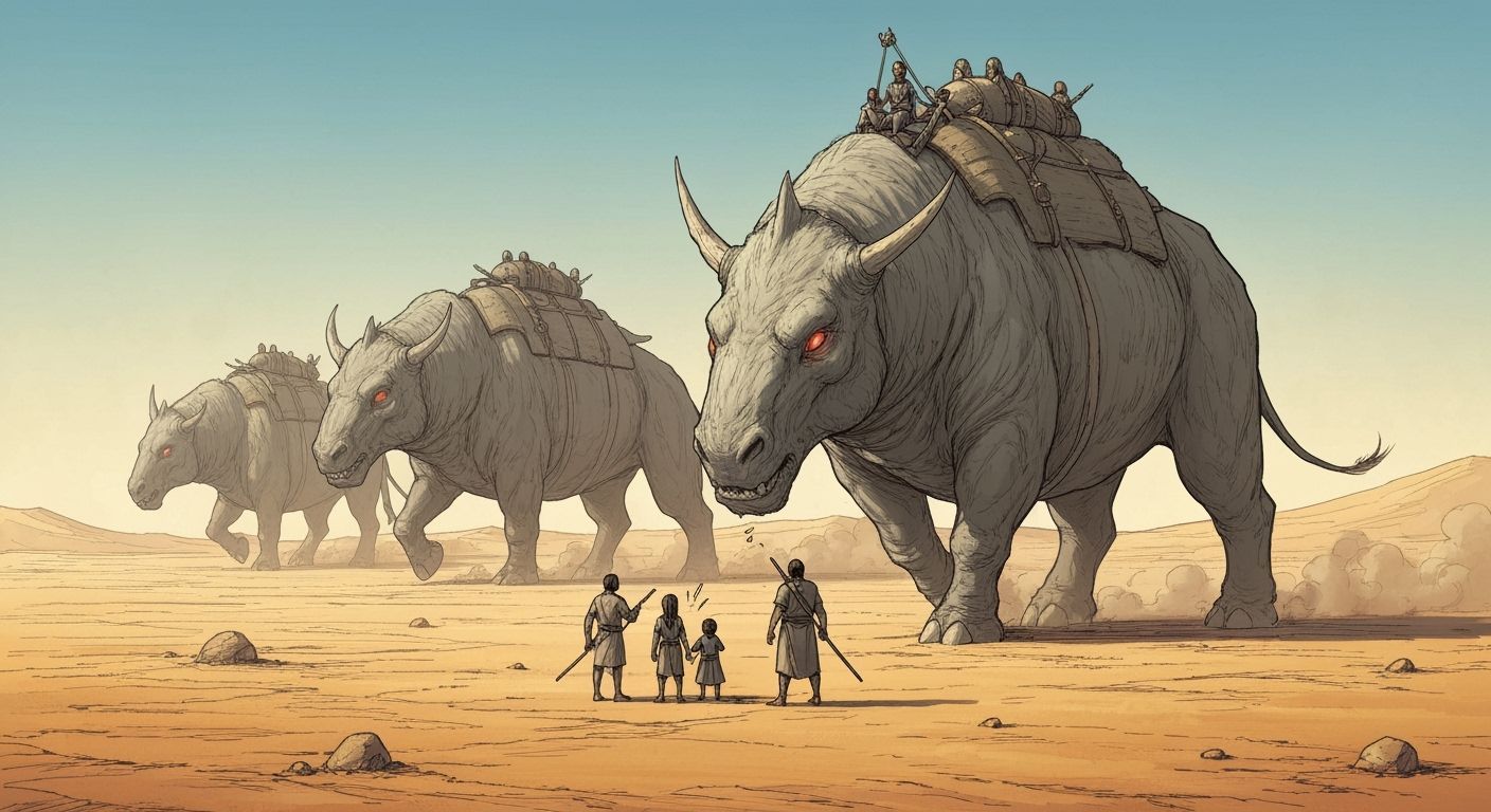 Giant Comic Creature Design on Desert Plains