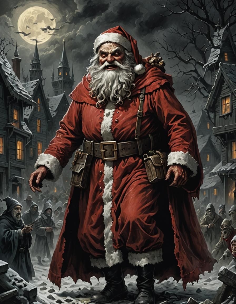 Sinister Santa Claus in Dark Fantasy Style
