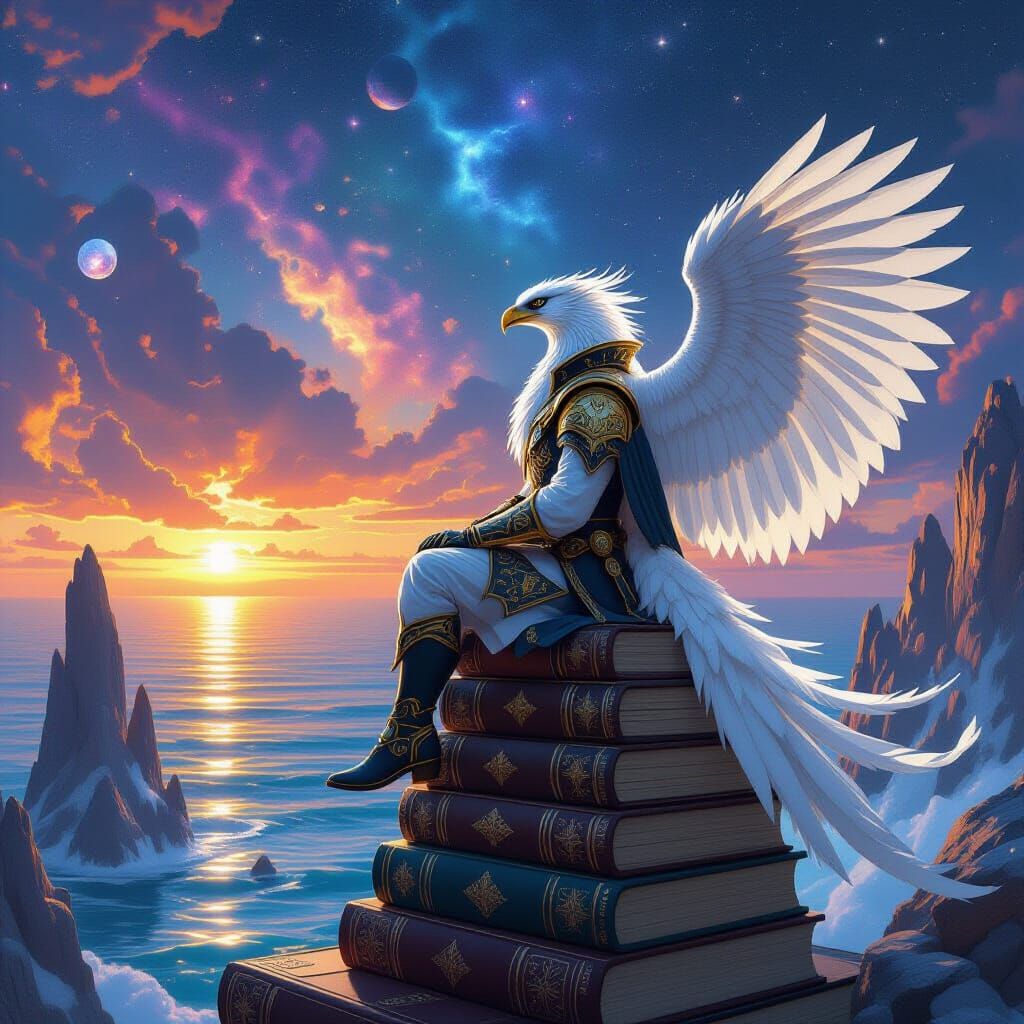 Griffin Overlooking Alien Ocean as Concept Art