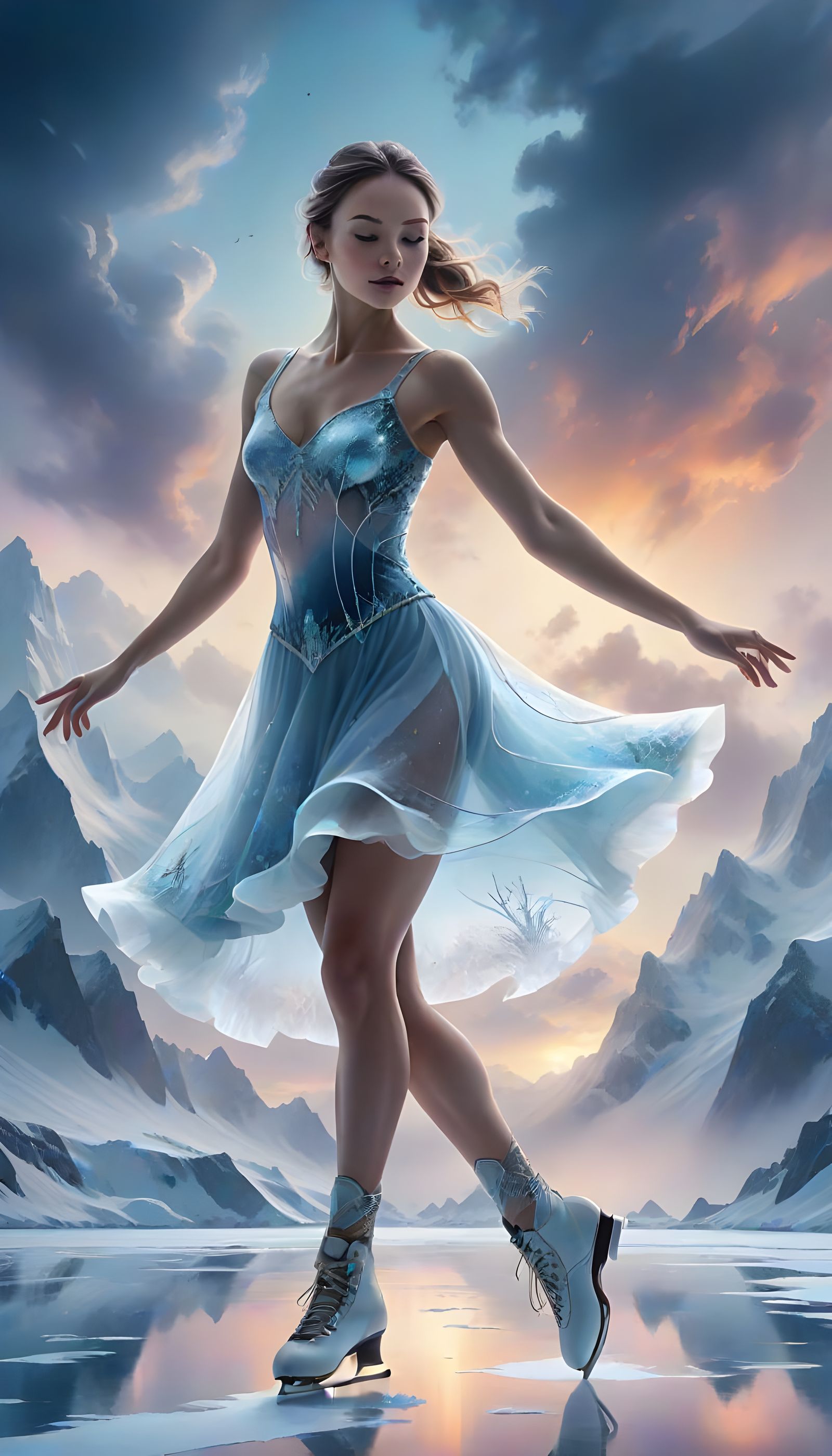 Ice Skater Double Exposure: Antarctic Fantasy