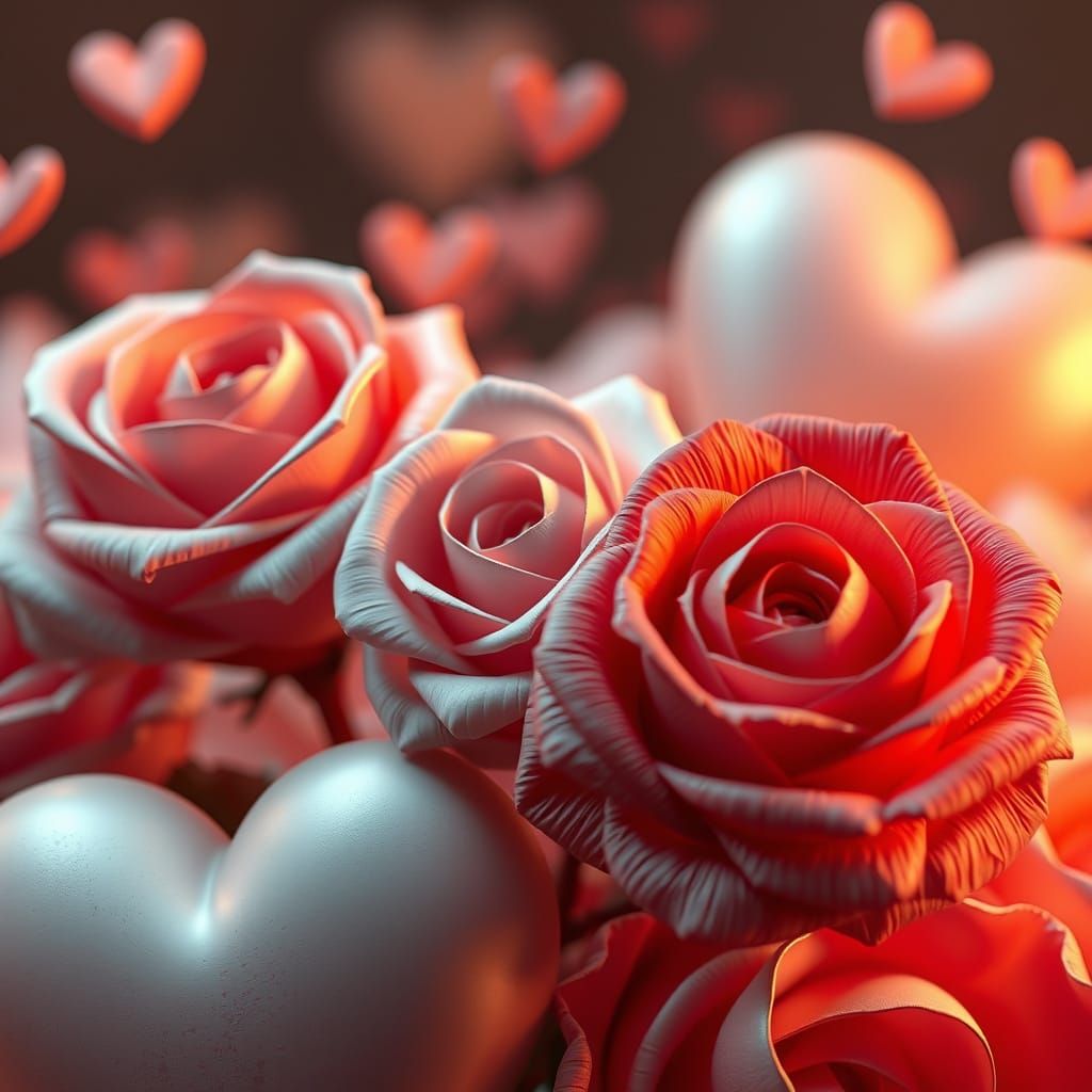 Hyper-Realistic 3D Roses with Falling Petals