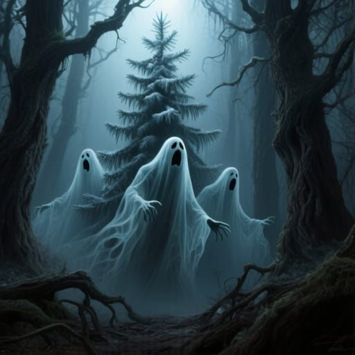 Ghostly Christmas Pines in Sinister Woods