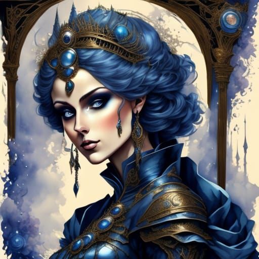 Steampunk Queen in Muted Watercolor Style