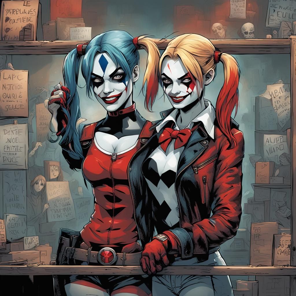 Harley Quinn Daughters in Renaissance Style