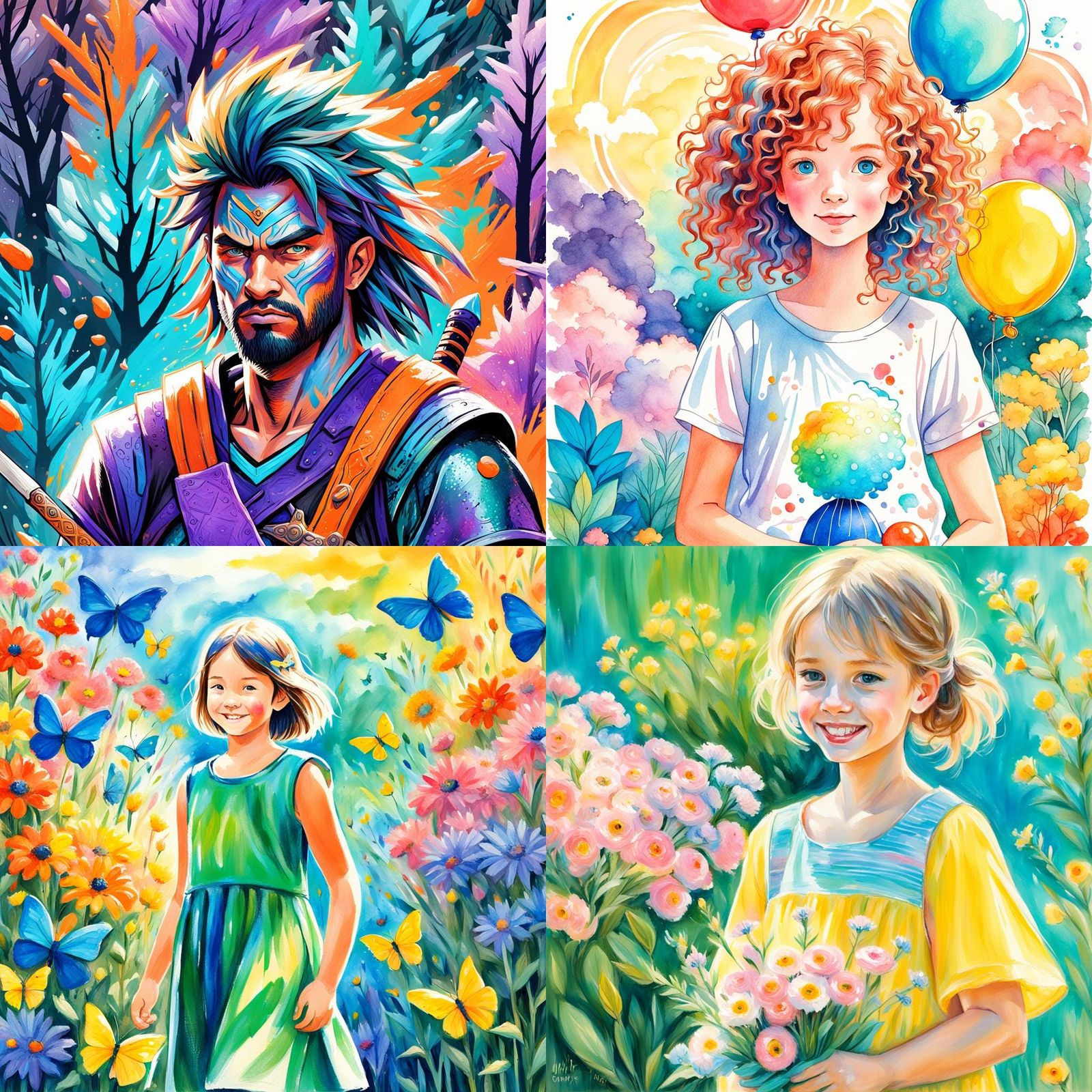 Childful Character in Crayon Pencil Art