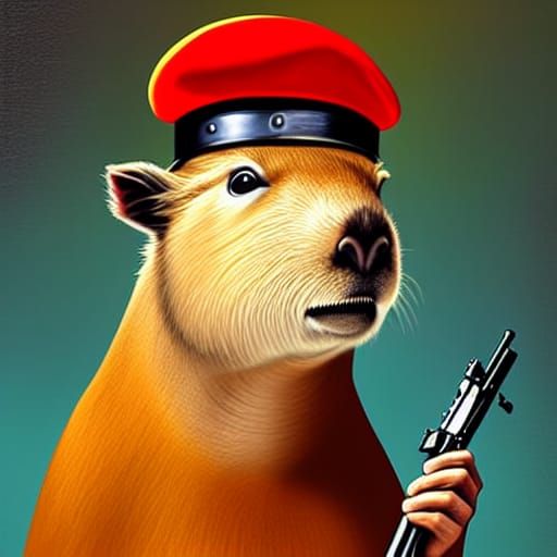 Capybara Soldier in AR-15 Gear, Realistic Military Art