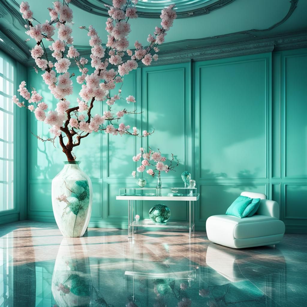 Surreal Cyberpunk Oasis with Hyperrealistic Cherry Blossom V...