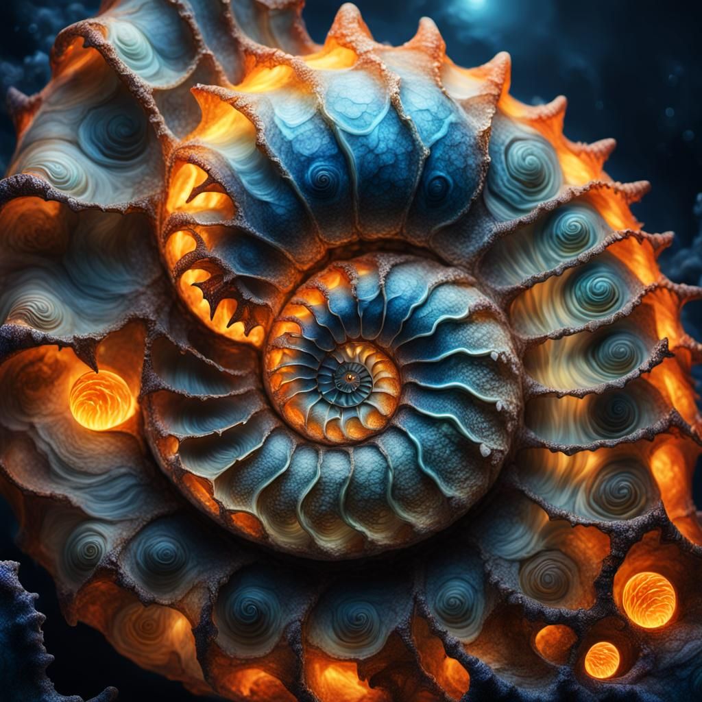 Spiral Shell Cocoon in Iridescent Light