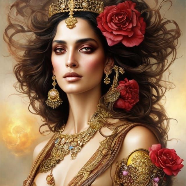 Gorgeous Queen Portrait in Art Nouveau Style