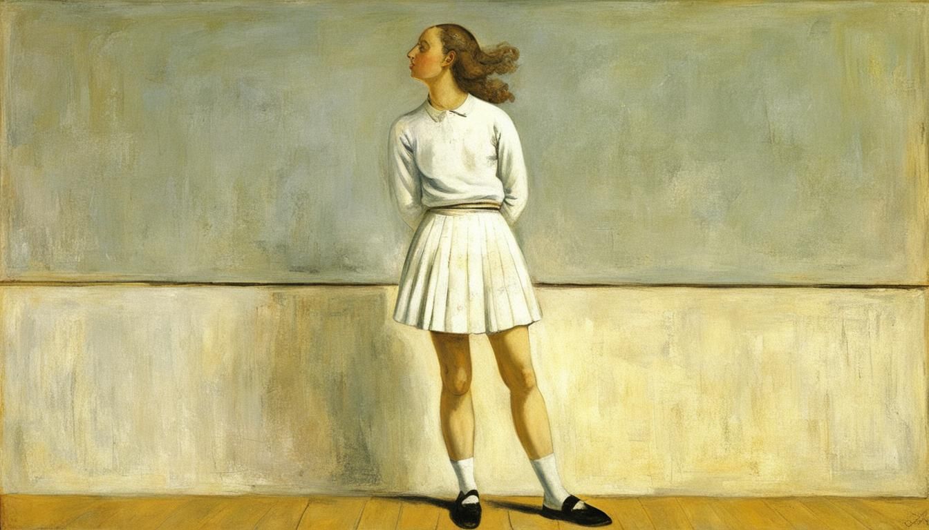 A Young Girl in a White Skirt, Inspired by the Style of Balt...