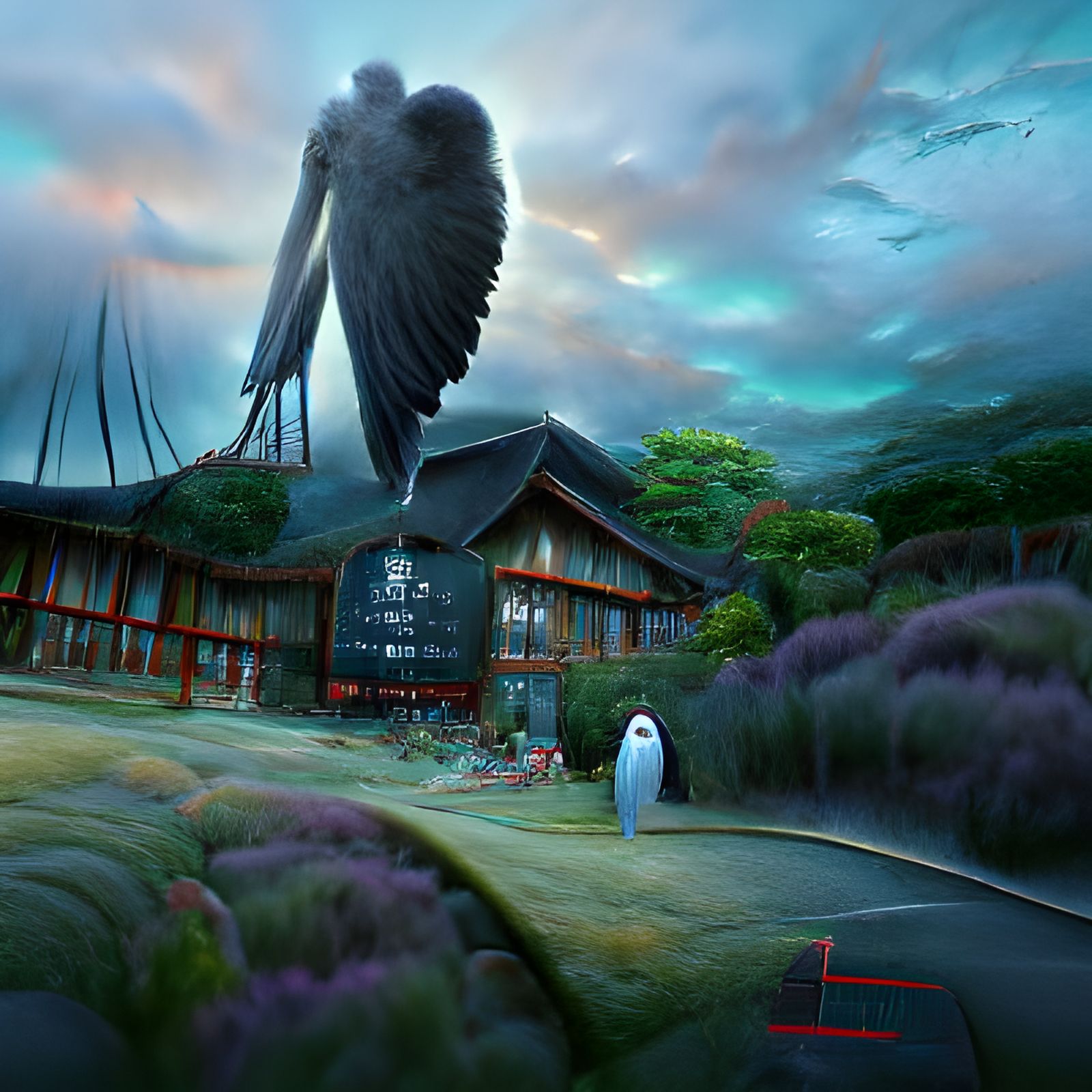 Serene Angel of Death in Twilight Studio Ghibli Hyperdetaile...