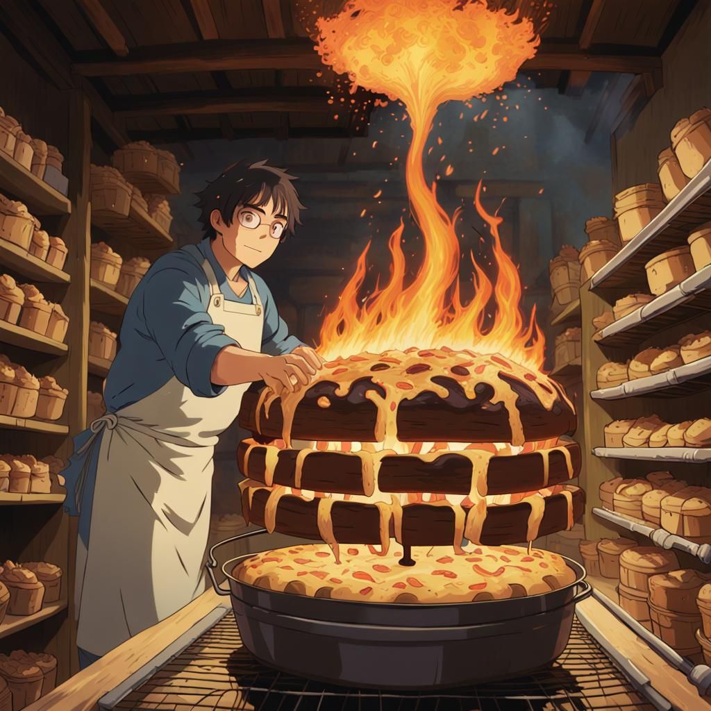 Studio Ghibli-Style Fire Demon Bakes Christmas Panettone
