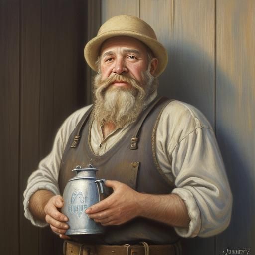 Tevye the Milkman as a Whimsical Oil Painting