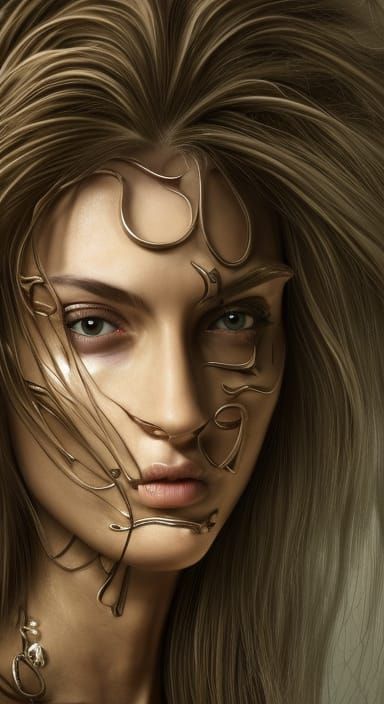 Escher-Inspired Woman in Intricate Photorealistic Fantasy La...