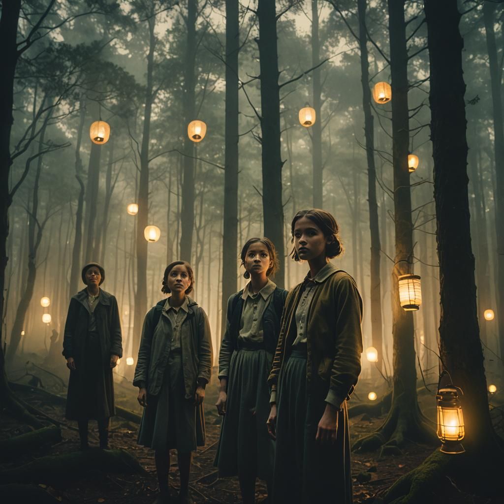 Ethereal Family Portrait in Ancient Forest