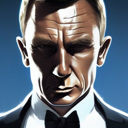 James Bond Portrait in Hyperdetailed Digital Art