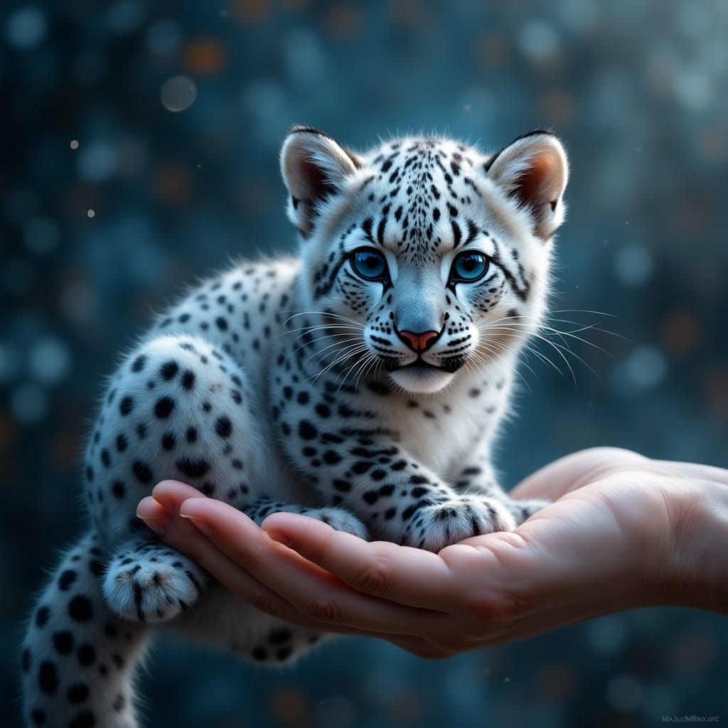 Hyperrealistic Snow Leopard in a Fantastical Realm