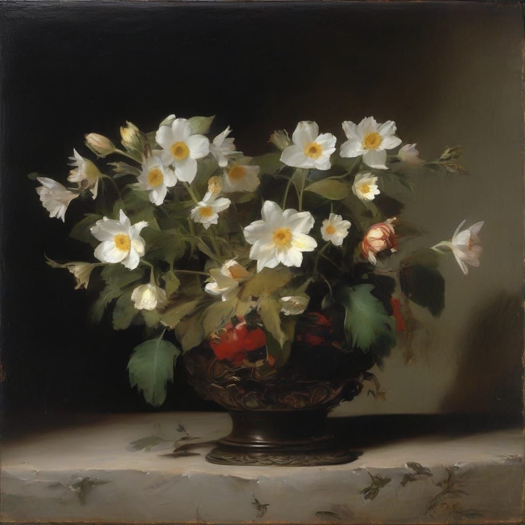 Camomiles in Vampire's Tomb: Goya and Caravaggio Style