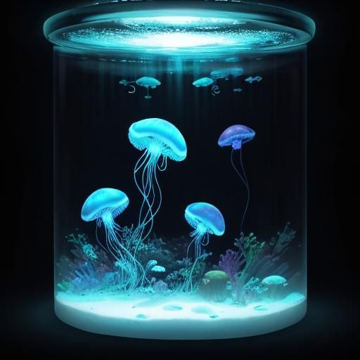 Surreal Bioluminescent Jellyfish in Neon Hues