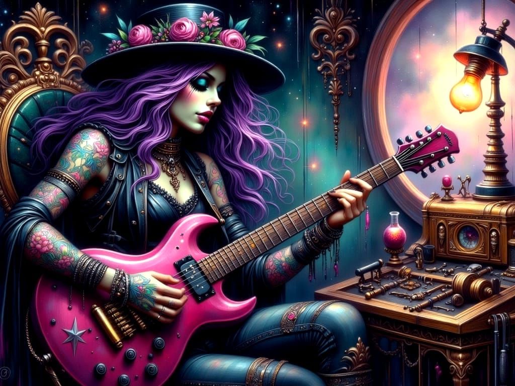 Gothic Rockabilly Grim Reaper in Space