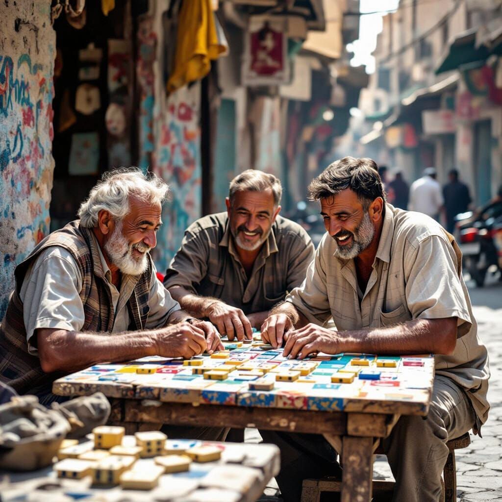 Football Legends Play Dominoes in Iraq Street