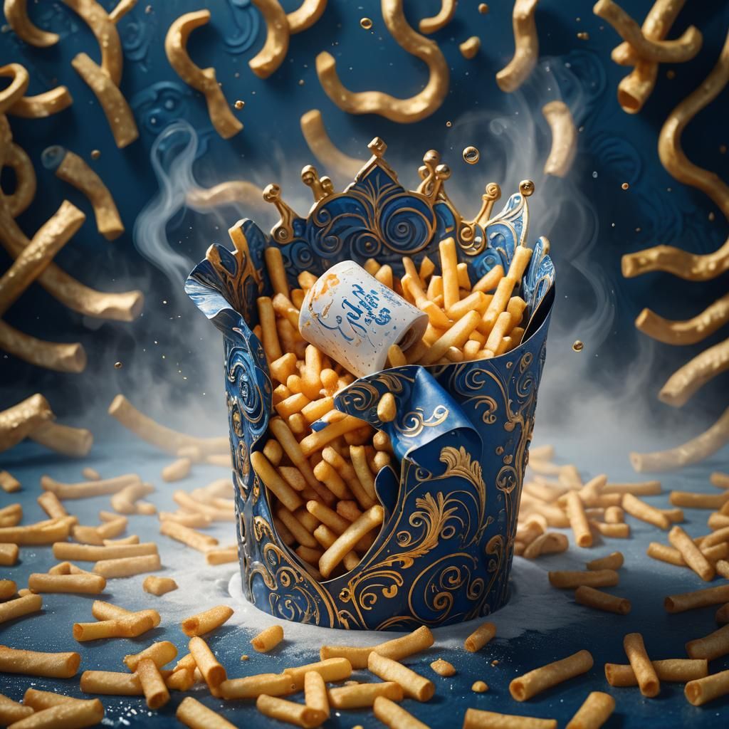 Vibrant Fantasy Fries in a Toilet Regal Scene